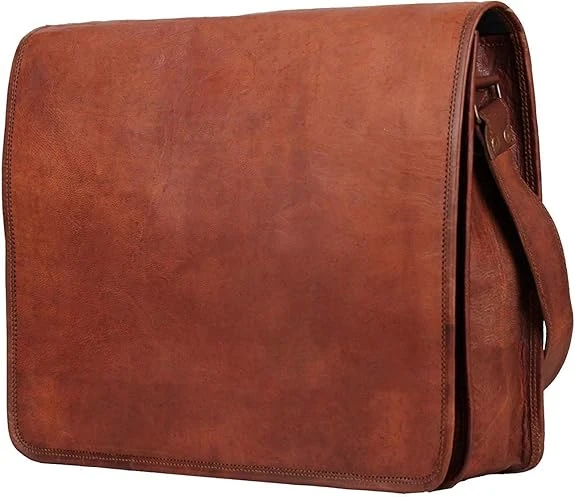 15 inch Vintage Crossbody Full Grain Leather Laptop Messenger Bag