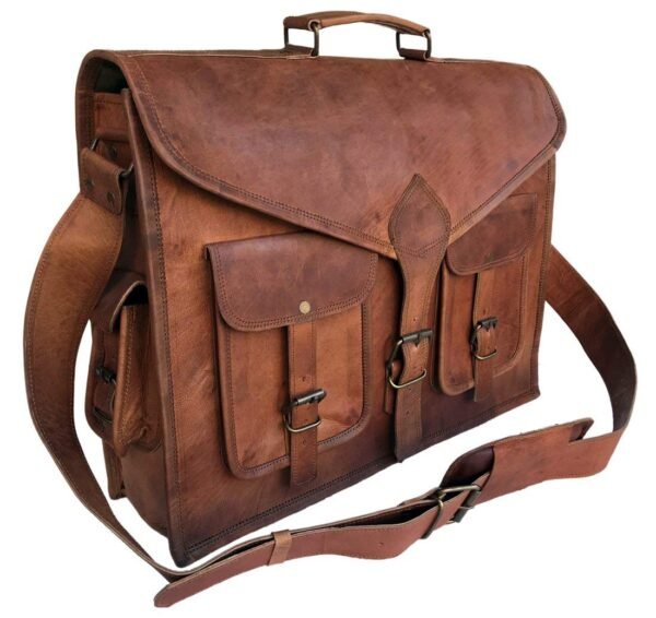 Rustic Leather Messenger Bag - Image 2