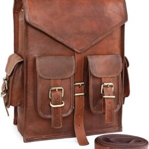 Brown Vintage Leather Backpack Laptop Messenger Bag Rucksack Sling For Men Women (11″ X 15″)