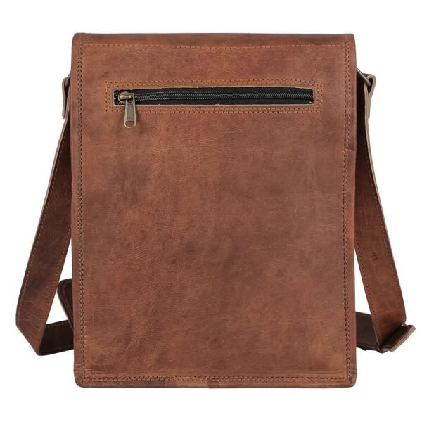Leather crossbody bag messenger satchel tablet bag 11 inches for men and women (Brown) - Image 6