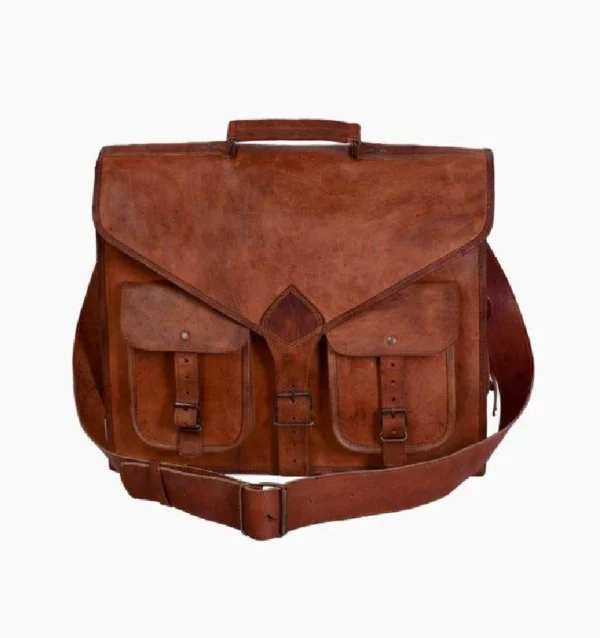 Rustic Leather Messenger Bag - Image 5