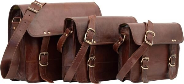 Leather Messenger Bag vintage satchel bag Crossbody Bags for Men and Women unisex office bag - Image 7